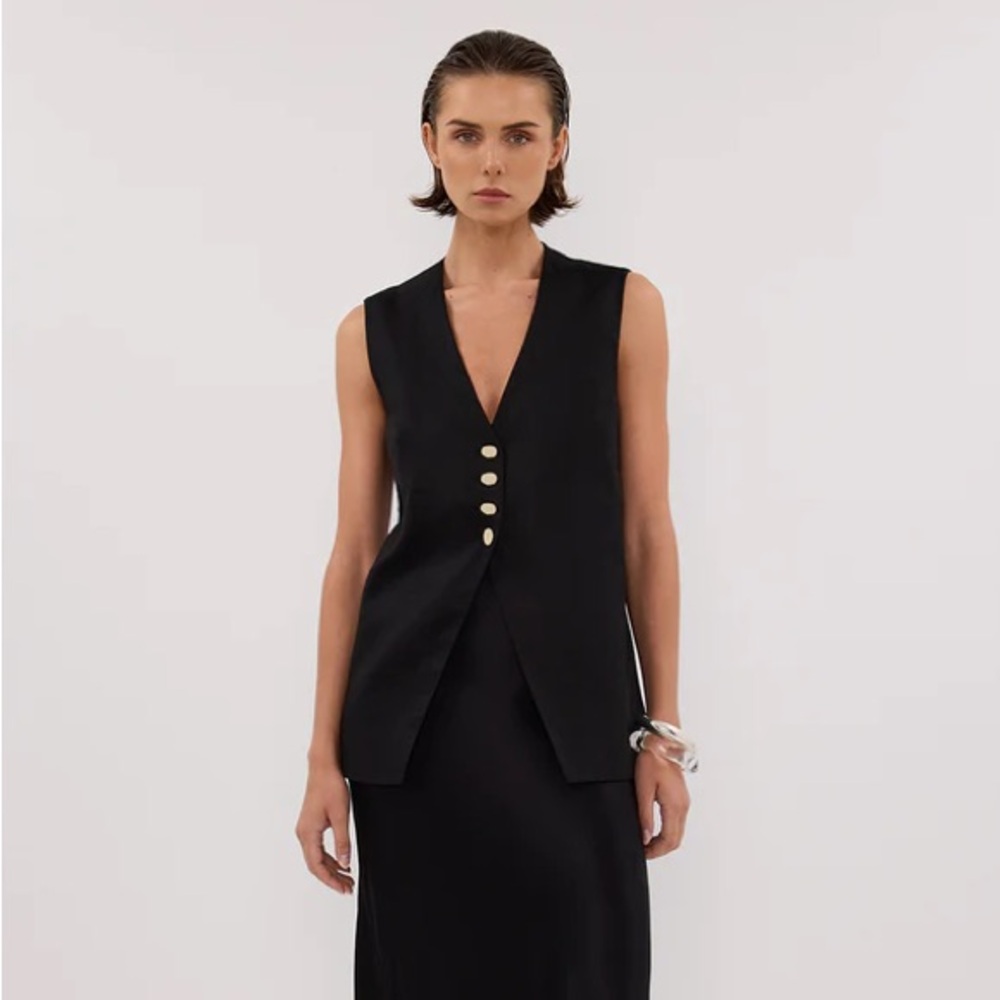DISSH KNOX BLACK LINEN VEST